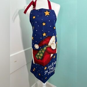 Kay Dee Designs Laurie Korsgaden Santa Apron  Stars Blue Red Madeline USA Artist